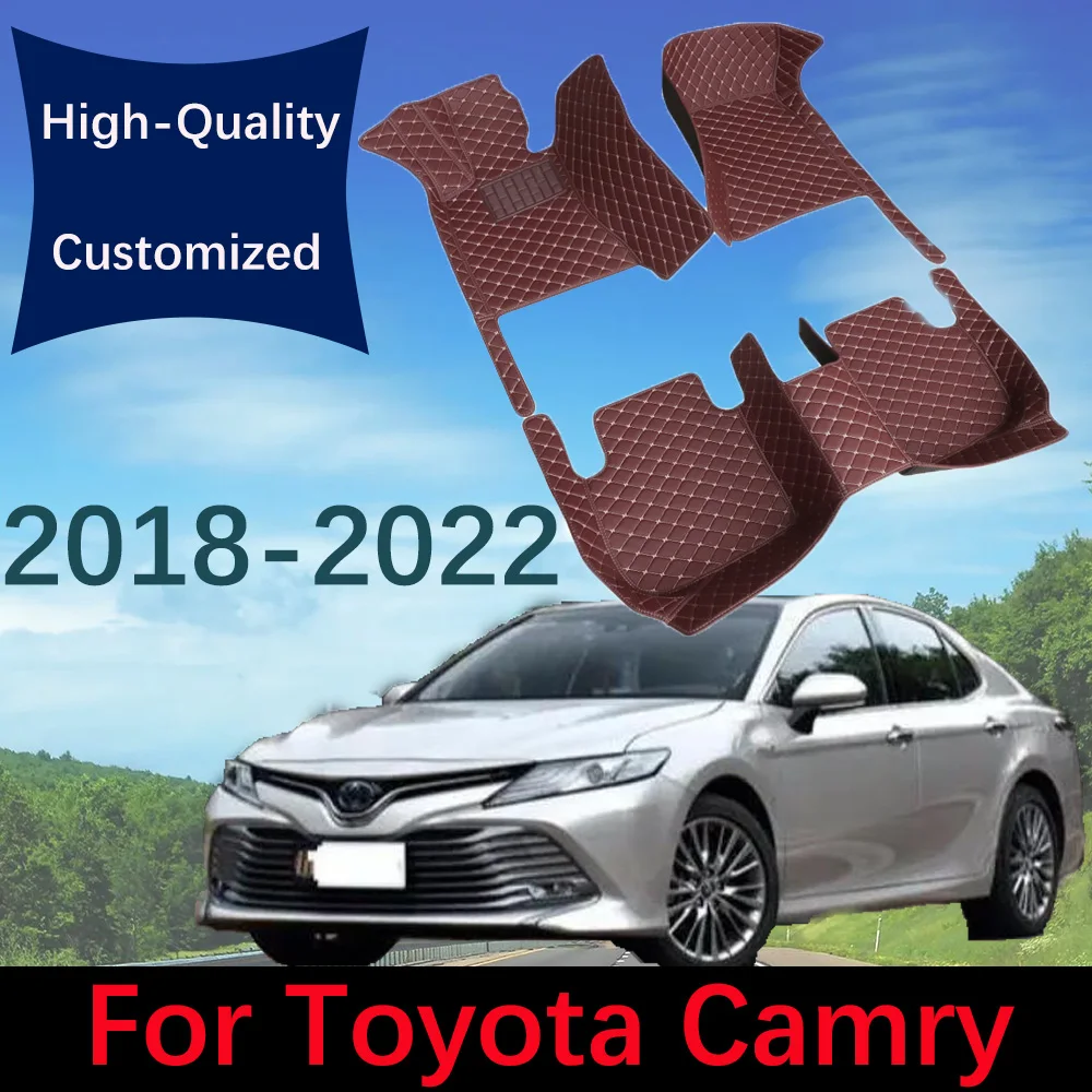 

Custom Leather Fashion Car Floor Mats For Toyota Camry 8th XV70 2018 2019 2020 2021 2022 Automobile Carpet Rugs Foot Pads