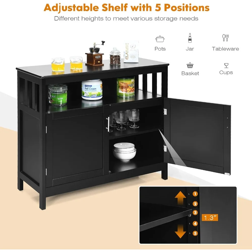 Credenza per buffet da cucina, armadio per server di stoccaggio in legno, sala da pranzo, soggiorno, mobili da bar, consolle a 2 ante con