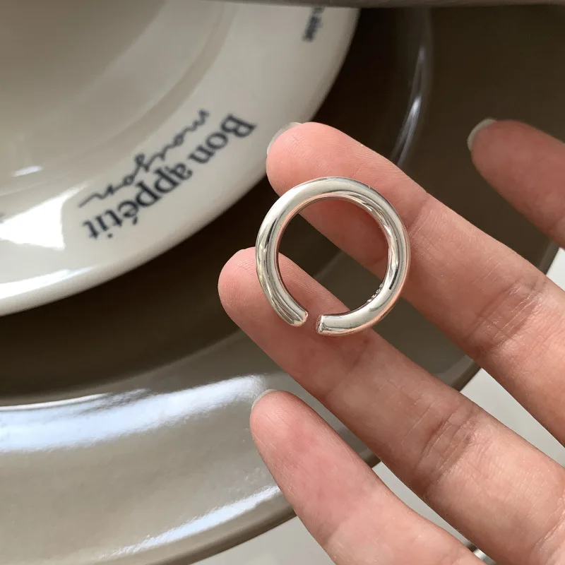 

New Fashion 925 Silver Open Finger Ring Punk Simple Round Geometric Stackable For Women Girl Jewelry Gift Dropship Wholesale