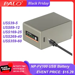 PALO NP FV100A NP-FV100 FV100 Batteries with Type-C USB Charging Input for Sony NP-FV30 NP-FV50 NP-FV70 SX83E SX63E FDR-AX100