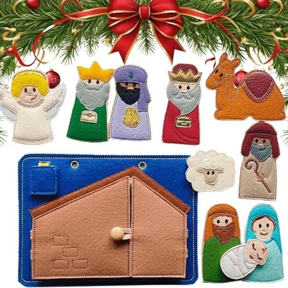 Bible Nativity Puzzle Felt Book Handmade Learning Bible Nativity Quiet Book Cartoon Educational Early Learning Educational Book