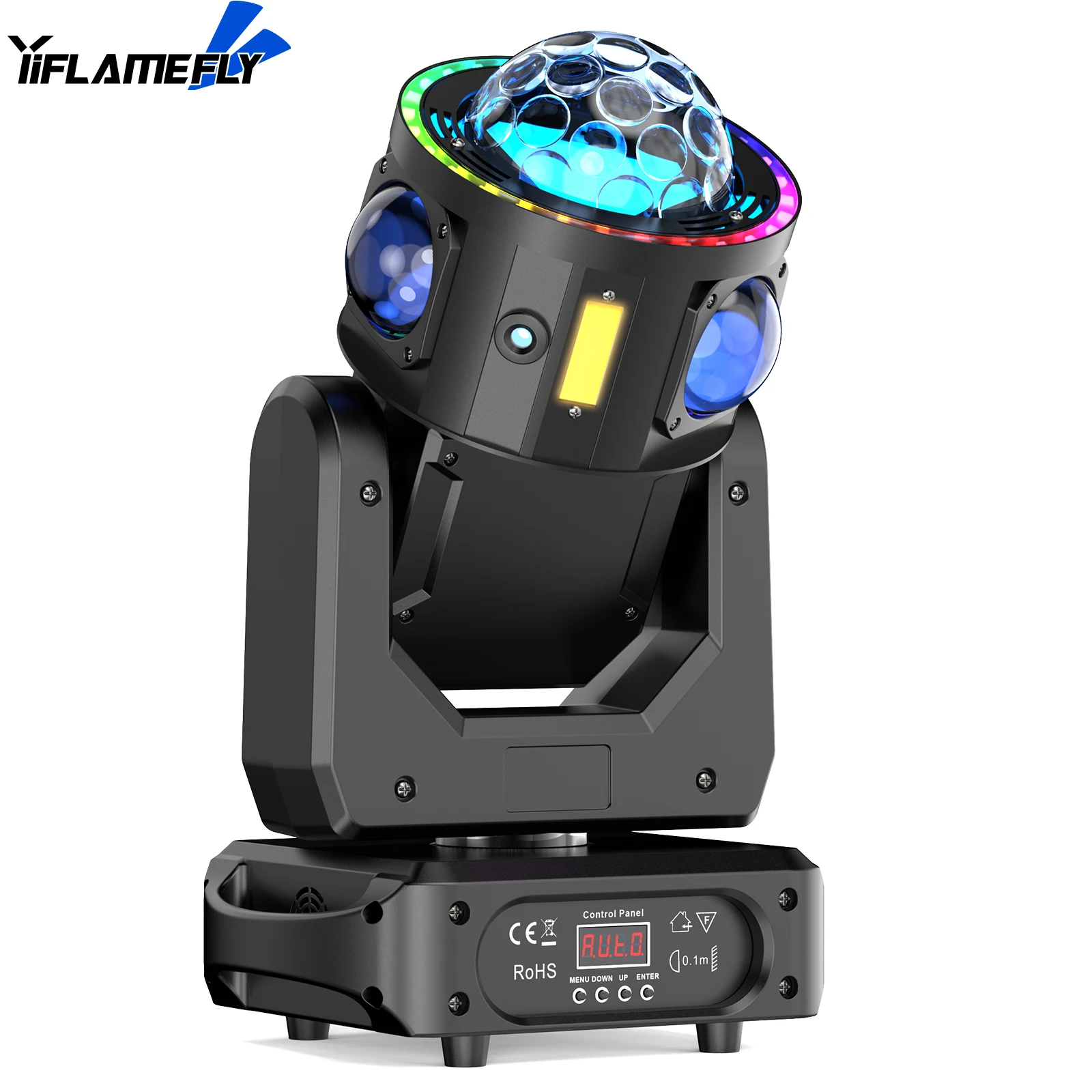 

Yiflamefly 180W Moving Head Light 4 LEDs RGBW 360°Rotation DJ Light DMX 512 19/25CH For Disco Wedding Parties Live Show Bar