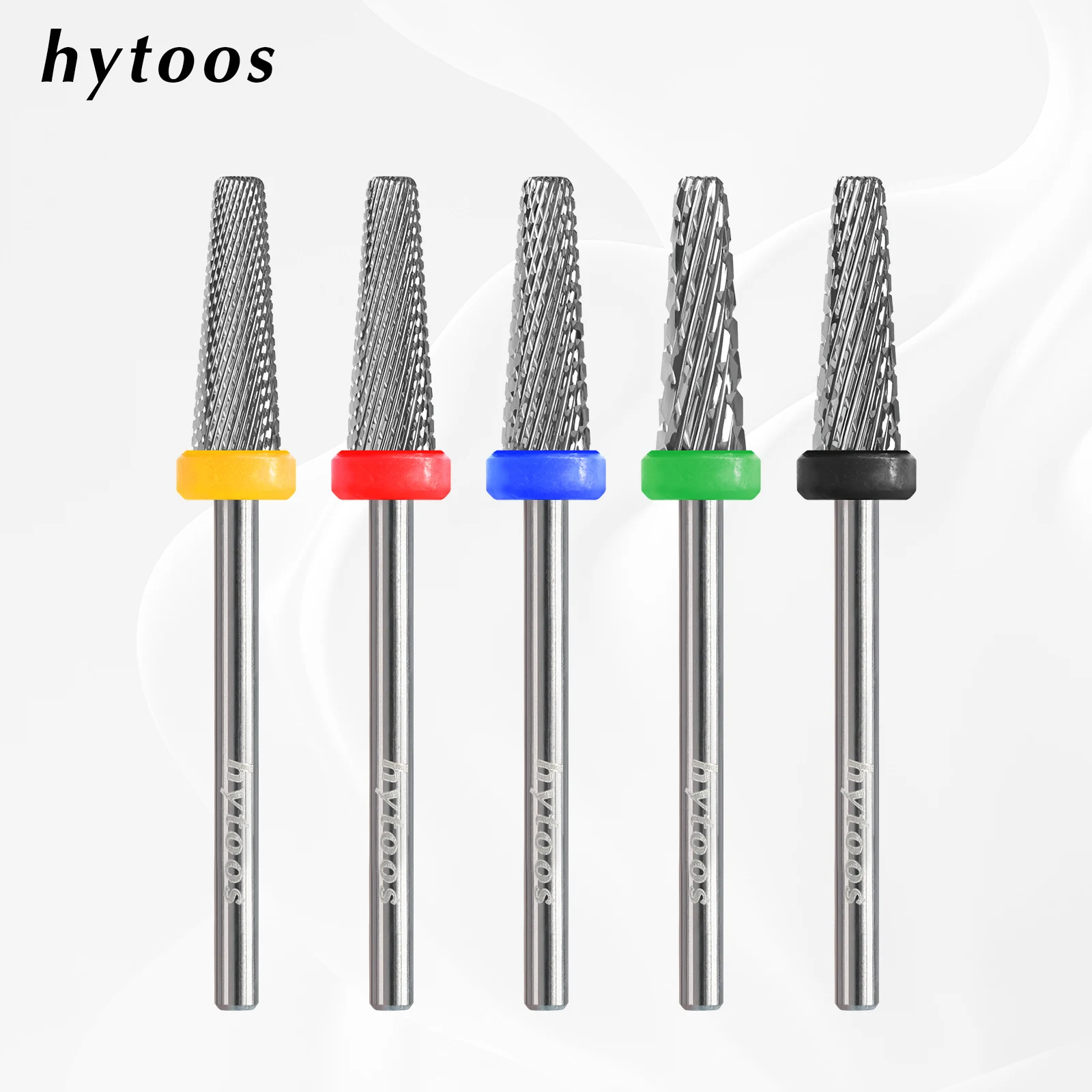 HYTOOS 4mm 5 in 1 Nail Drill Bits Professional Acrylic Carbide Bits Manicure Gel Polish Remover Tool Electric Drills Accessories