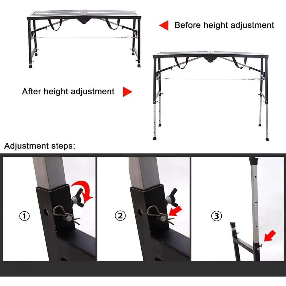 Adjustable Height Work Platform Ladder and Multipurpose Stool for Ceiling Decor and Cleaning Tasks (160cm)