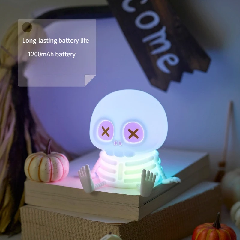 Halloween Skeleton Night Light Atmosphere Light Silicone Patting Light