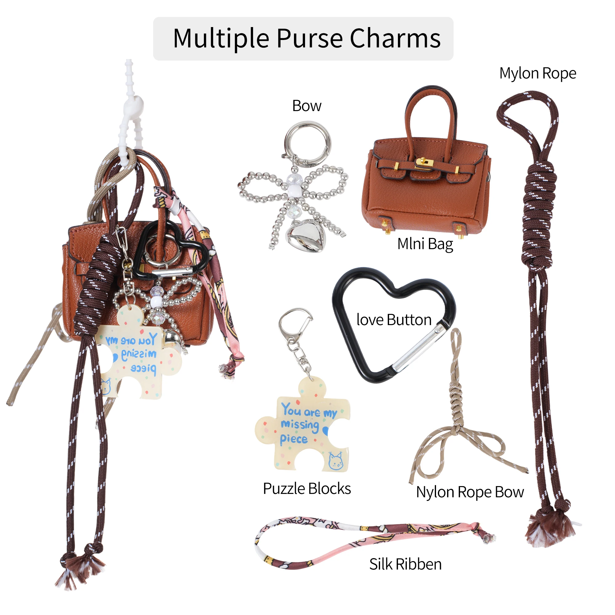 2025 ใหม่Miuกระเป๋าCharms Lanyardจี้แฟชั่นCharmsกระเป๋าถืออุปกรณ์เสริมกระเป๋าเป้สะพายหลังตกแต่งพวงกุญแจกระเป๋ามินิ