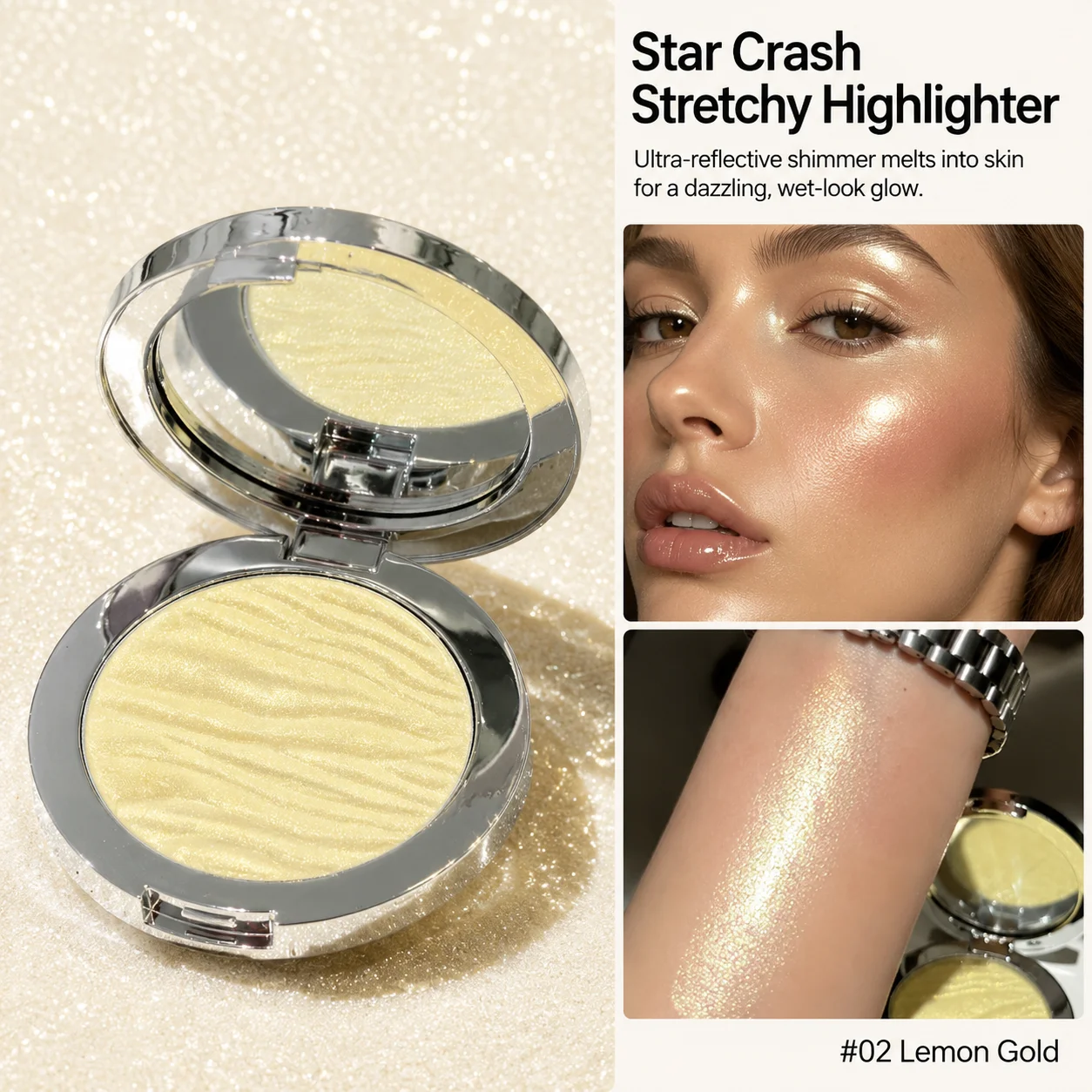 Faiccia Elf Glow Highlighter-Puder, talkfrei, schimmerndes Finish, mehrere Pastelltöne, langanhaltend, aufhellendes Gesichts-Make-up – Detail 5