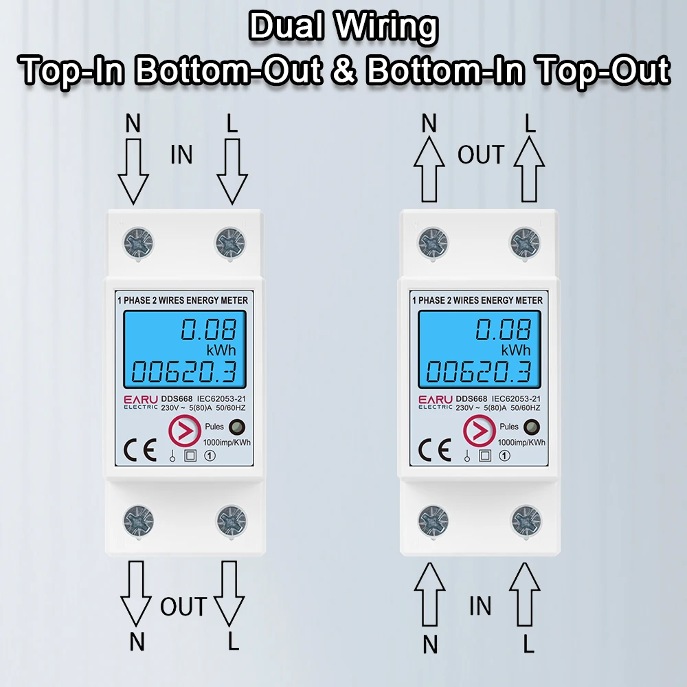 EARU 80A Einphasiger rücksetzbarer Strom-, Spannungs-, Wattstunden- und kWh-Energieverbrauchsmesser, Voltmeter, Amperemeter – Detail 3
