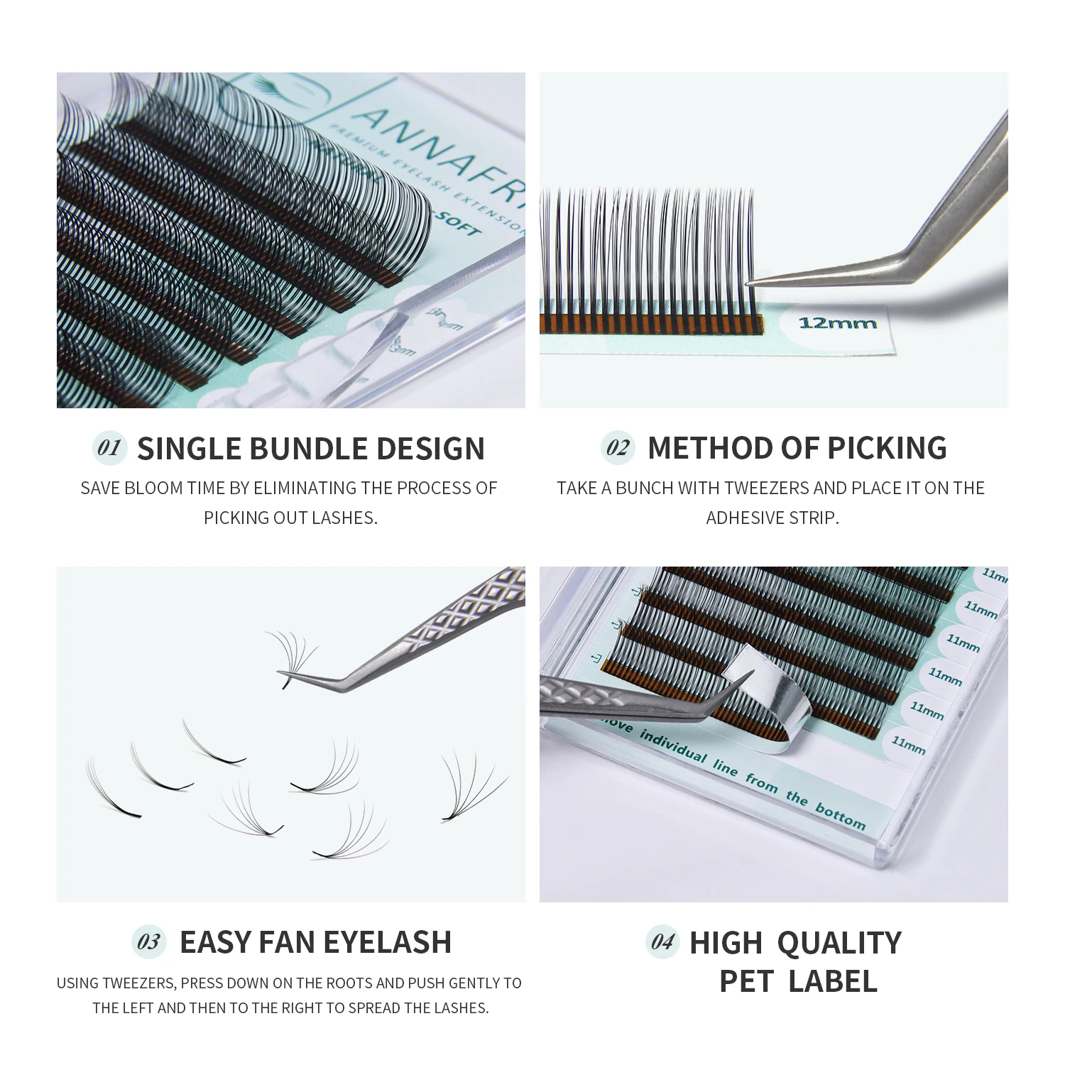 ANNAFRIS 5D Flower Lashes Anime Flora Eyelashes Soft Russia Style Lash Extension Premade Volume Bloom Eyelash Wholesale Private