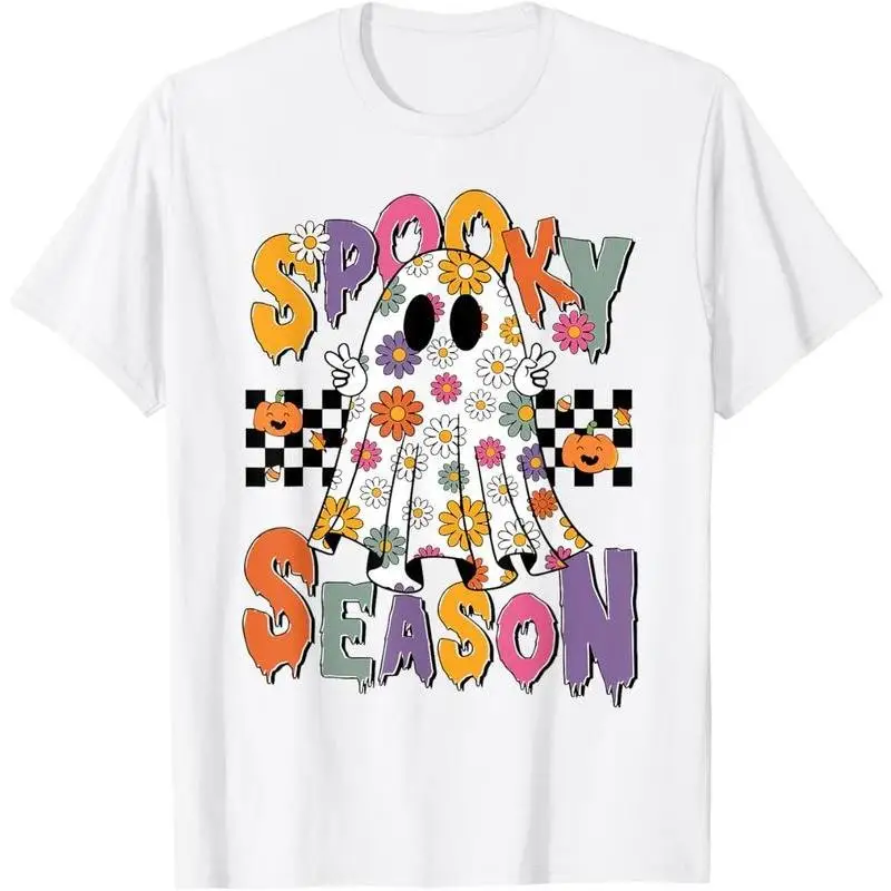 

Women's Spooky Season Ghost Halloween Graphic Tee Shirt Y2K Aesthetic Floral Fall Outfits