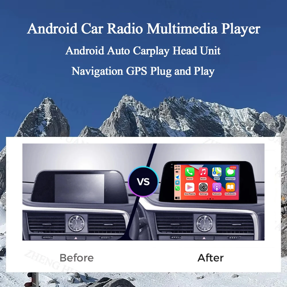Android 16 Carplay&Auto Car Radio Navigation Multimedia Stereo Player QLED GPS For Lexus RX200t RX300 RX350 RX350l RX450h RX450h