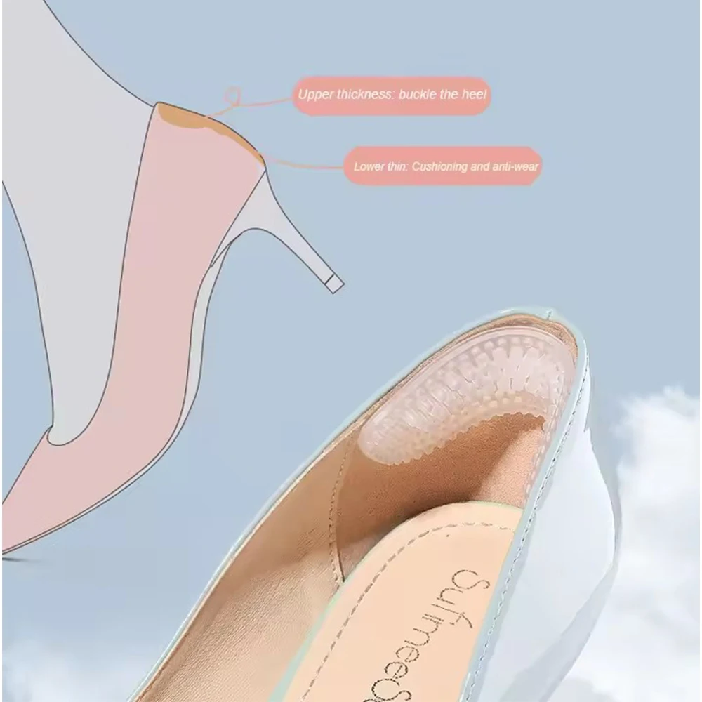 Upgrade Silicone Heel Stickers Heels Grips for Women Men Anti Slip Heel Cushions Non-Slip Inserts Pads Foot Heel Care Protector