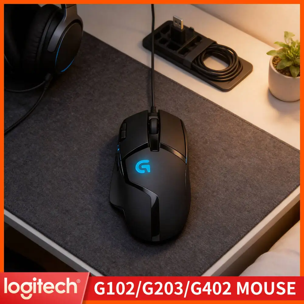 Logitech G402 Wired Gaming Mouse 500 IPS Tracking Speed 4000 DPI 20M Clicks Anti-Slip Grips for High-Speed Gameplay