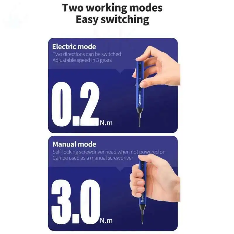 ES240 Electric Screwdriver LED Lighting Handheld Cordless Electric Screwdriver Adjustable Speed Gear Repair Tools