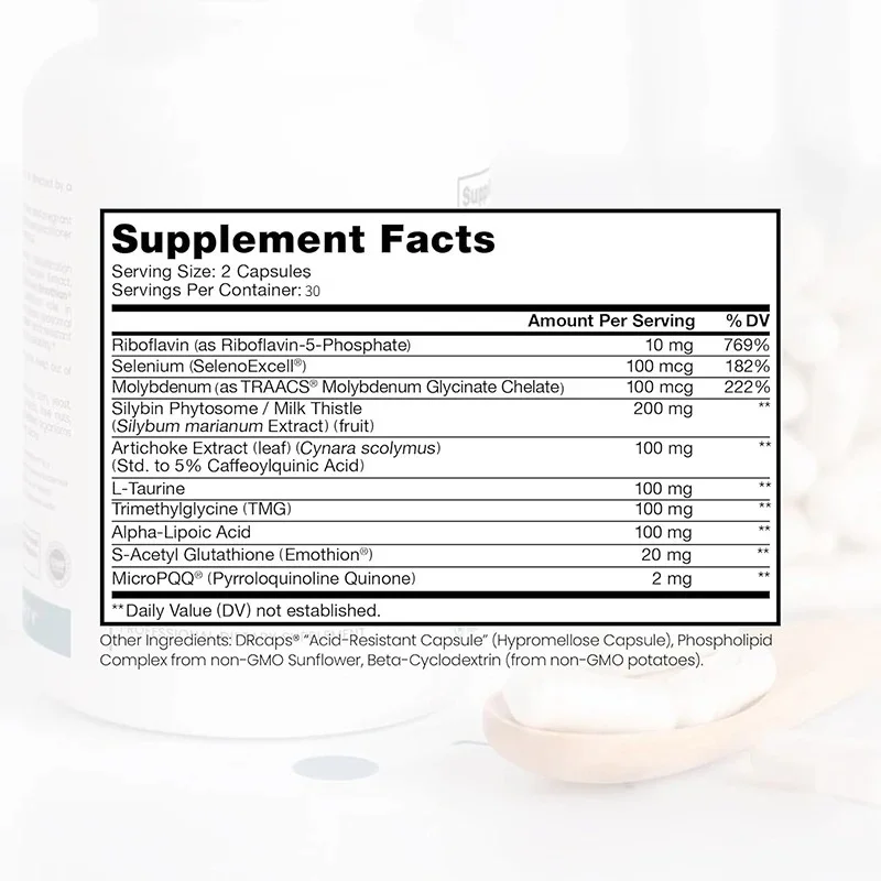 Liver Health, Soy Free Liposome Format Containing Methylated Nutritional Cofactors, Supports Clean | Vegan, 60 Capsules