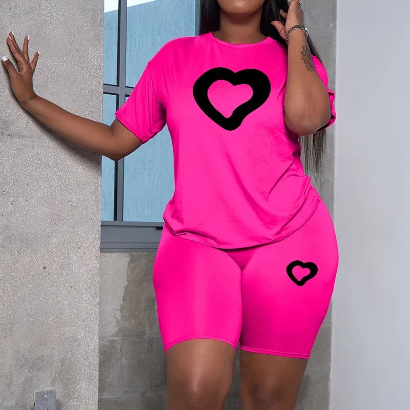 

2026 Summer Hot Sale Women's Tracksuit O-Neck T-shirts Tight Shorts Urban Fashion Ladies Home Outdoor Casual Oufits