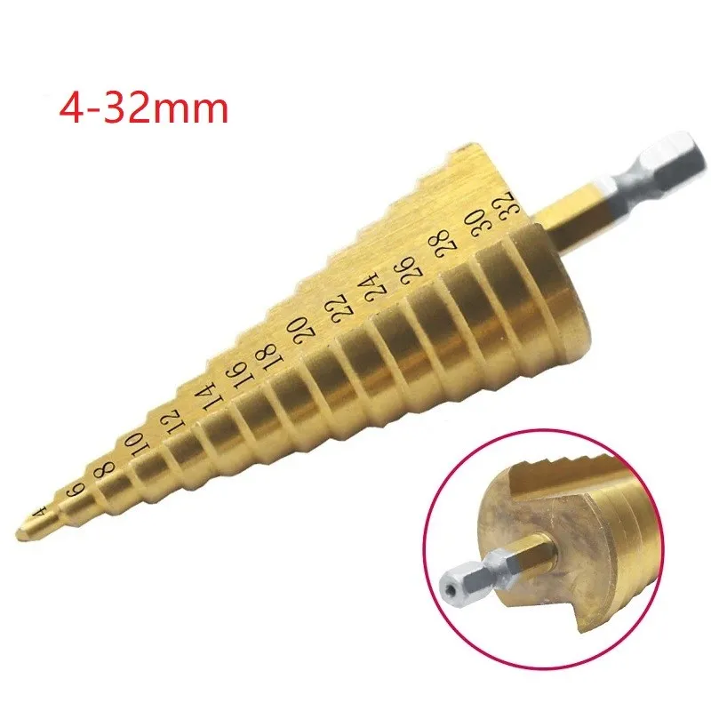 

High Speed Steel Hexagonal Shank Straight Groove Ladder Drill 3 Sided Shanks For Steel Brass Wood Plastic Cut Holes Hand Tool
