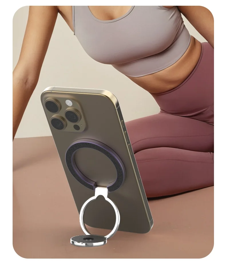 MagSafe Doppelseitiger magnetischer Telefonringhalter, tragbar, zusammenklappbar, Handy-Ständer, Zubehör, Griffhalterung, Unterstützung, universell – Detail 12