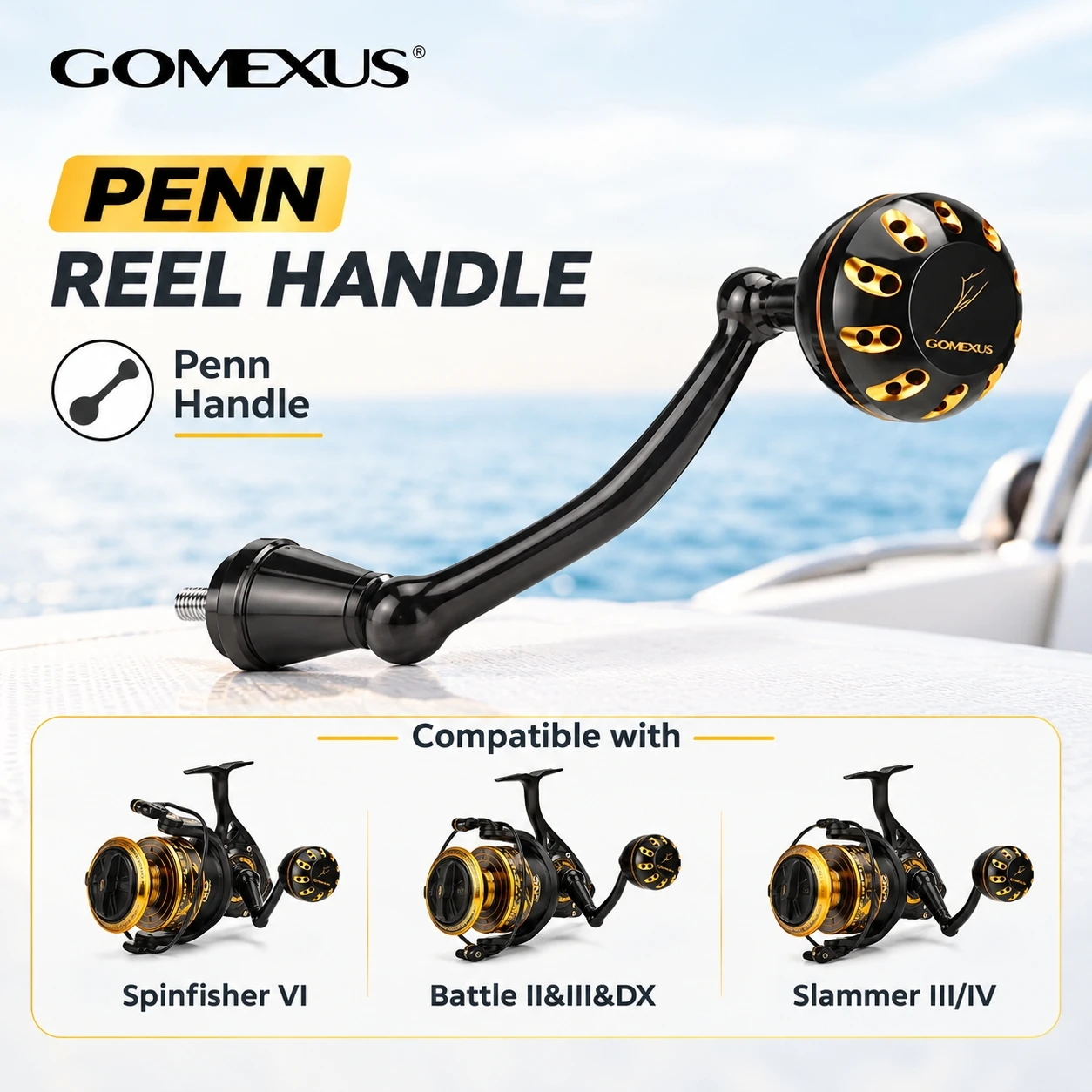 GOMEXUS Power-Griff für Penn Spinfisher VI VII Slammer III IV (Achten Sie auf Ihr Rollenmodell, nicht für alle Spinfisher Long Cast/V). – Detail 2