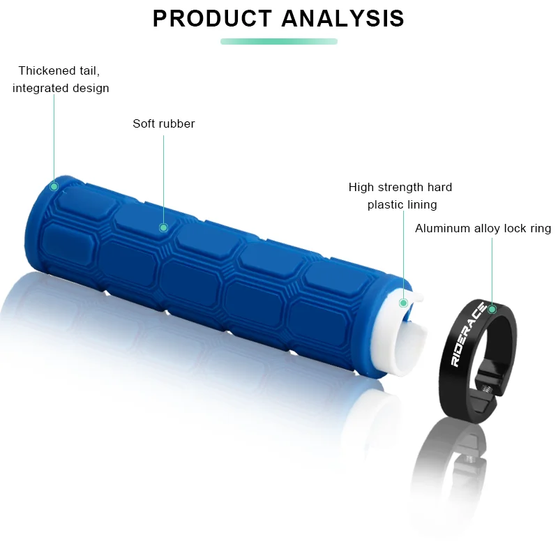 RIDERACE Bicycle Handle Bar Cover Rubber Shockproof Non-Slip Ergonomic Mountain Bike Handlebar Grips Lock on MTB Cycling Grips