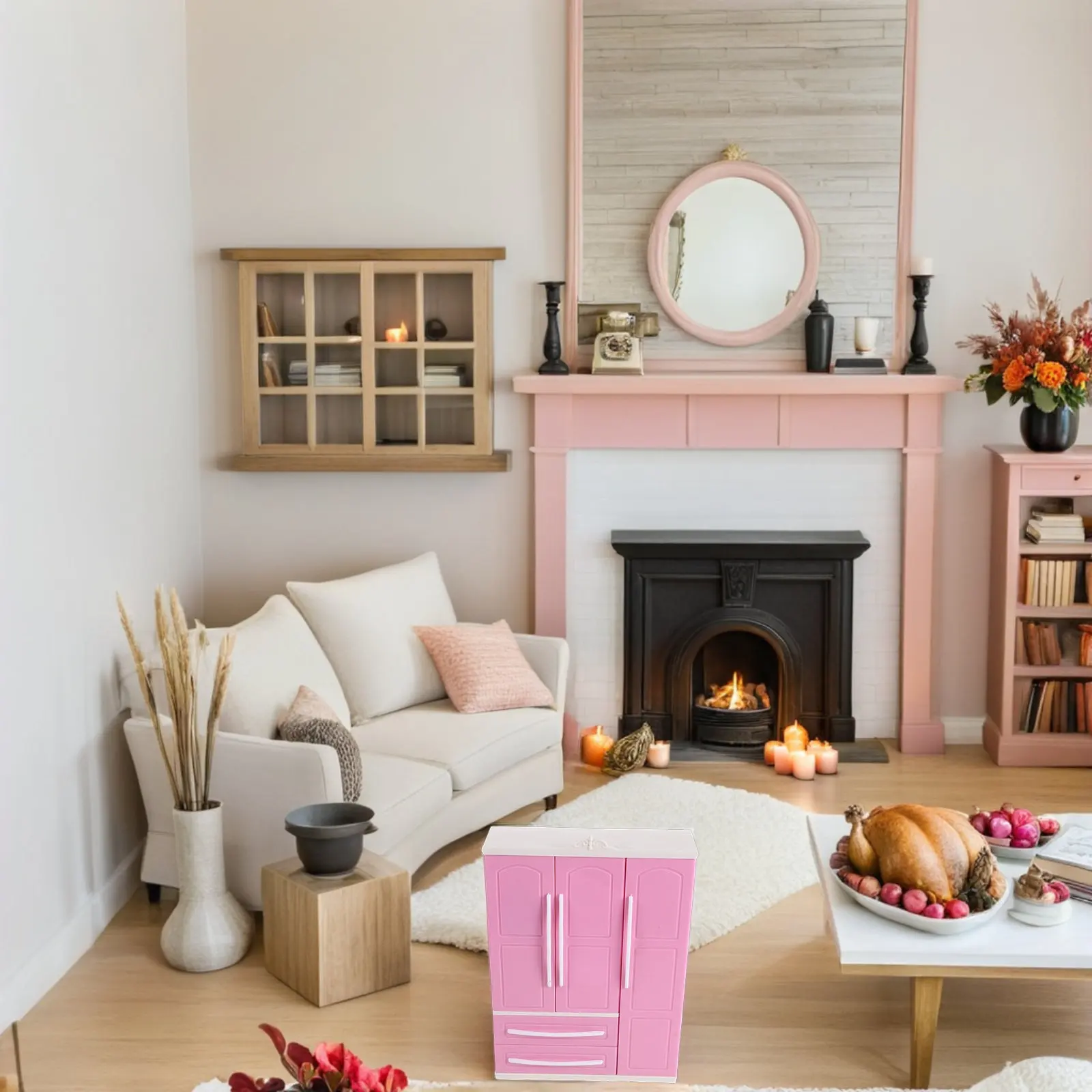 

Набор из 1 шт. детского шкафа-гардероба 30 см, маленький пластиковый открывающийся шкаф для одежды, вешалки для кукольного домика, аксессуары для спальни