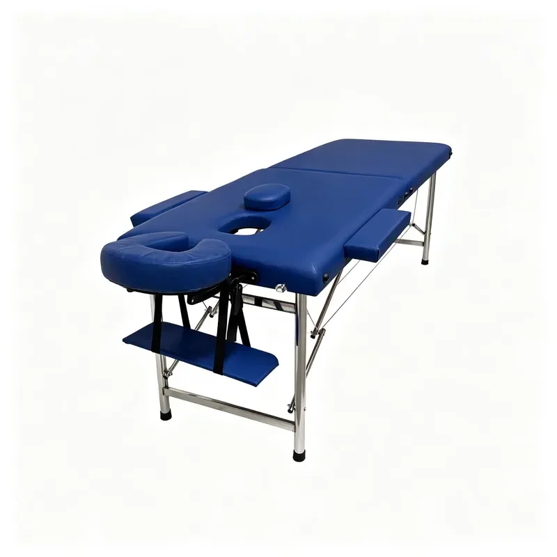 Luxury Portable Massage Bed Foldable 2 Section Spa Table Stainless Steel Legs Headrest Salon Beauty Furniture