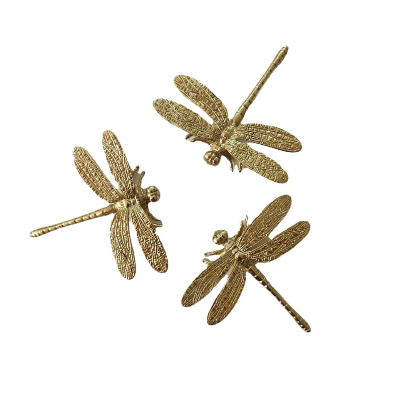 Brass Gold Furniture Dragonfly Handle Simple Nordic Cabinet Drawer Door Handle Retro Cabinet Brass Animal Handle Hardware