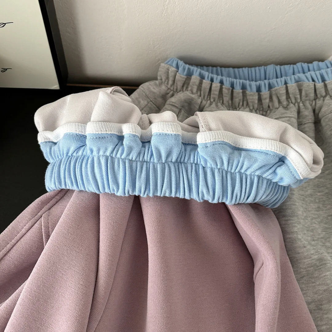 2-10 Jahre Frühling Lässige Kinder-Jogginghose Mädchen Kontrastfarbe Elastischer Bund Locker Sitzende Hose Weiche Kinder-Jungenhose – Detail 10