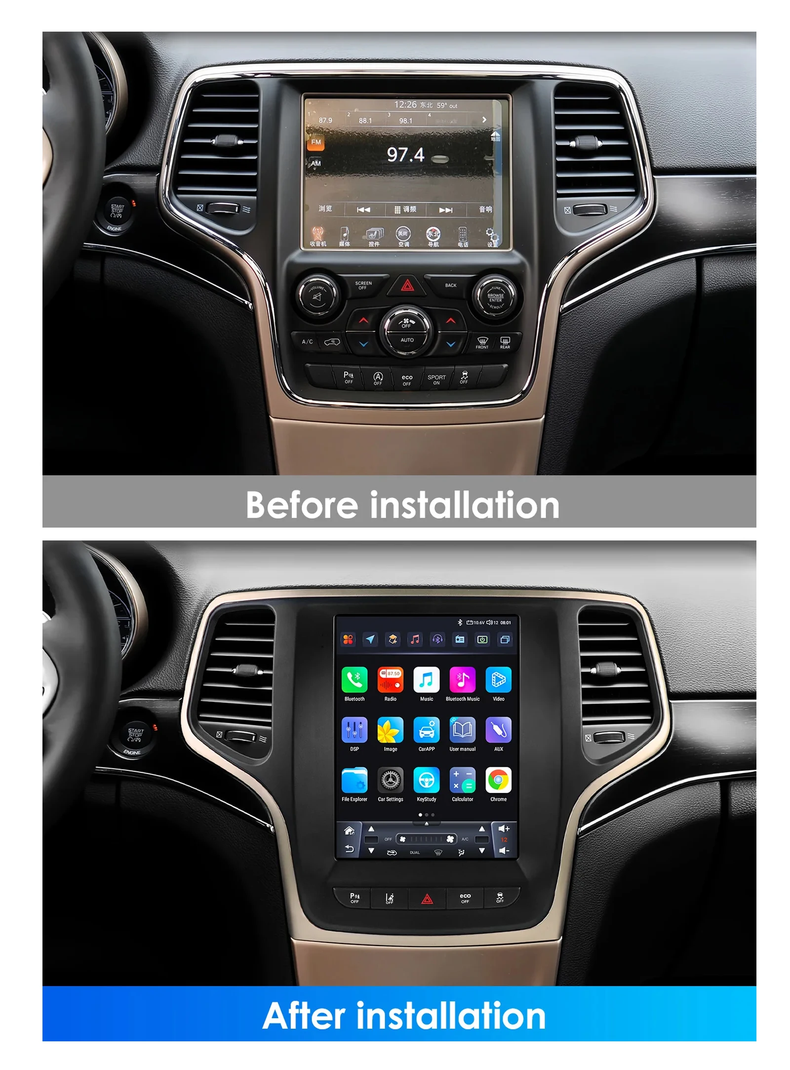 Car Radio Bluetooth 9.7 inch Android For Jeep Grand Cherokee 2014 -2017 Carplay Multimedia Video GPS Navigation Radio Samochod