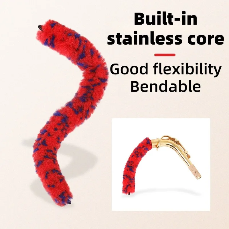 サックスユニバーサルネック曲げブラシ高密度速吸収ソフト耐久性のあるカラーブラシ楽器アクセサリー