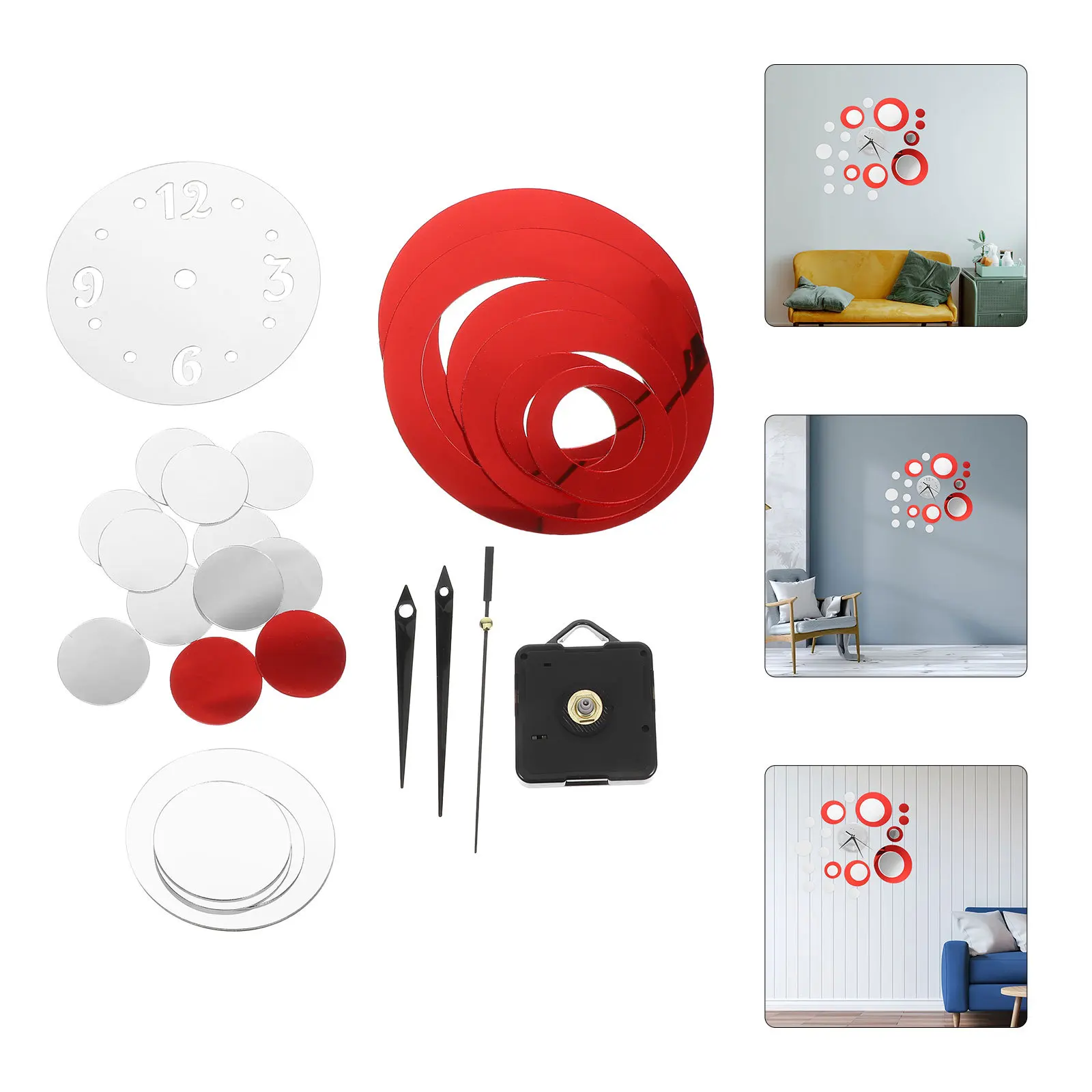 

3D DIY Acrylic Round Wall Clock Mirror Surface Sticker Large Size for Living Room Bedroom Office Modern Wall Decor