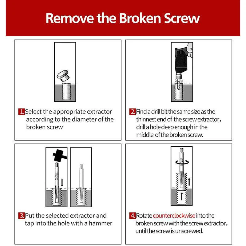 5Pcs/6Pcs  Screw Extractor Center Drill Bits Guide Set Broken Damaged Bolt Remover Removal Speed Easy Set tools
