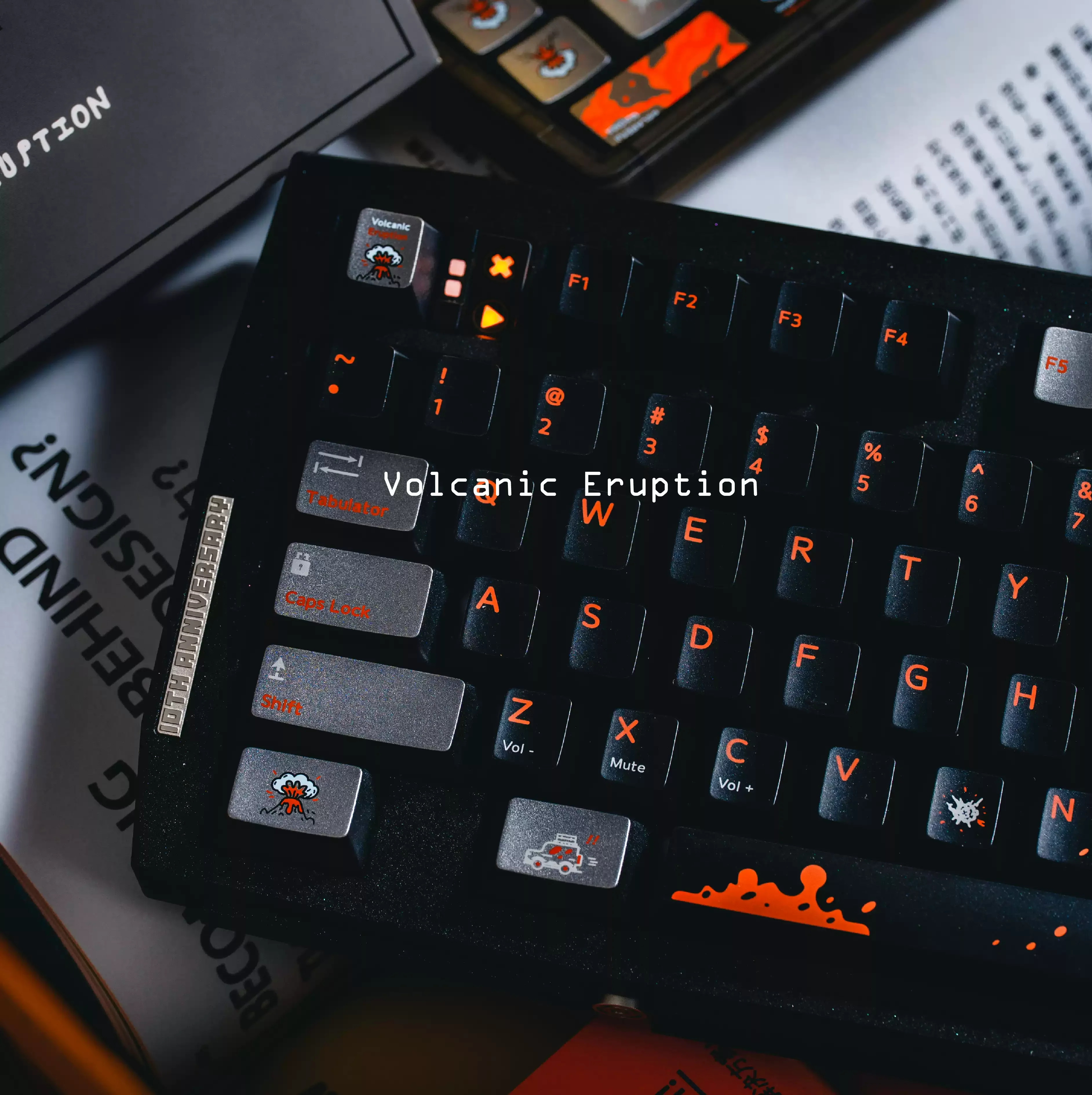 Volcanic Eruption Keycaps Set Metallic Paint Keyboard Caps Custom Cherry Profile Key Caps for Mechanical Keyboard Accessories