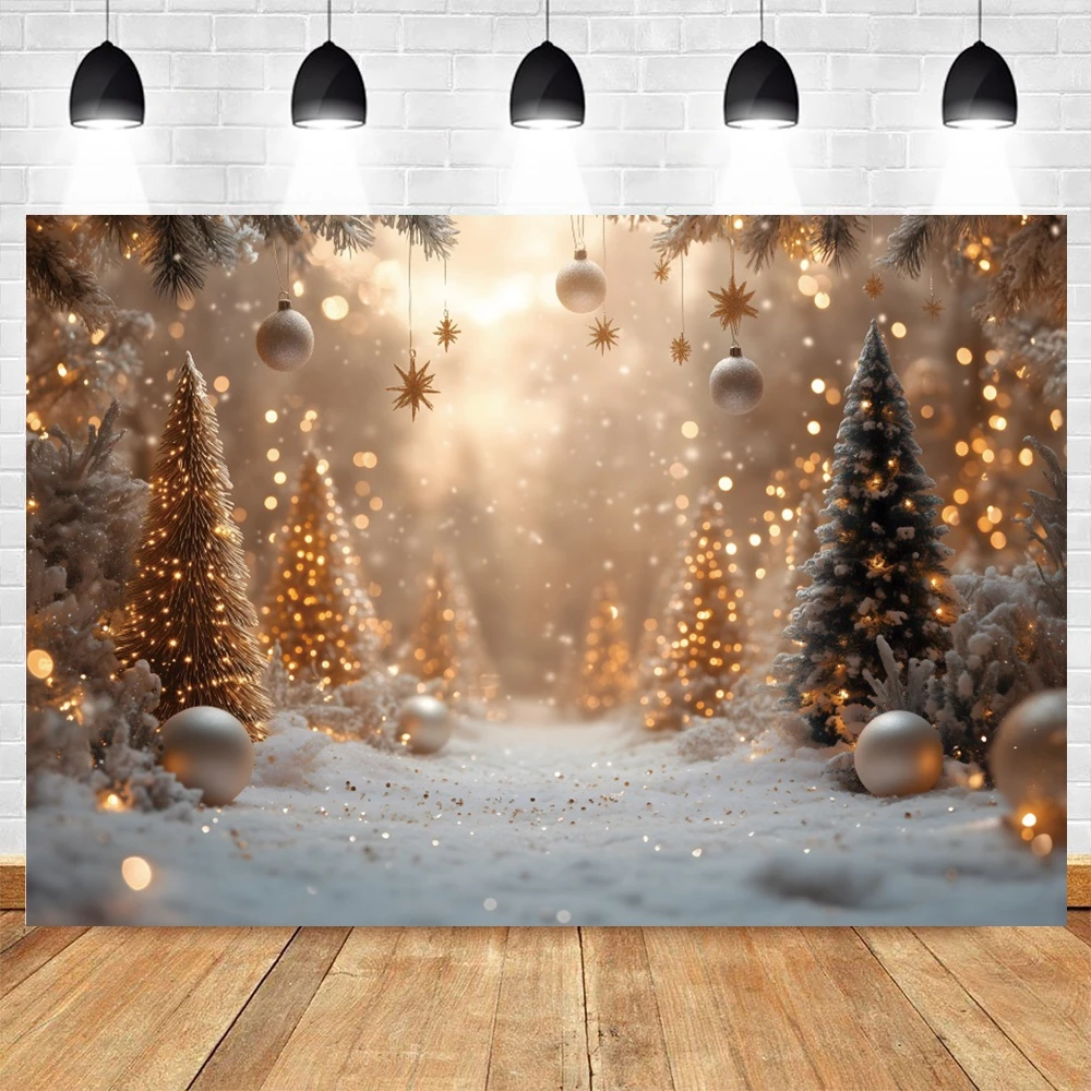 White Christmas Balloons Photography Background Pine Tree Xmas Party Kids Family Portrait Decoration Backdrop Photo Studio Props