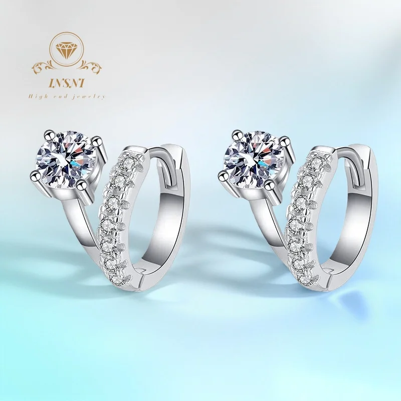 

1CT D-Color Moissanite Minimalist French Style Asymmetric Stud Earrings S925 Sterling Silver Certified Best-Selling Jewelry