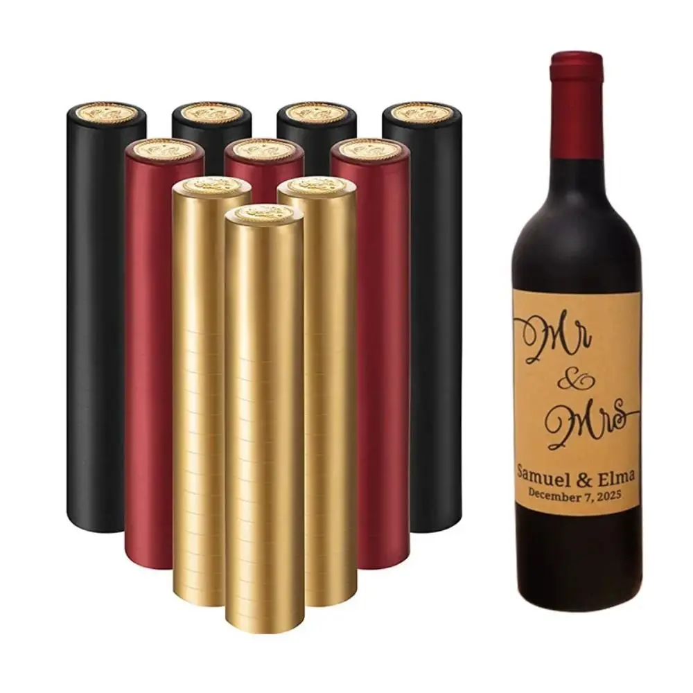 100Pcs PVC Wine Heat Shrinkable Cap Straight Mouth Red Wine Shrink Film Wrap Black Gold Wine Bottle Cap