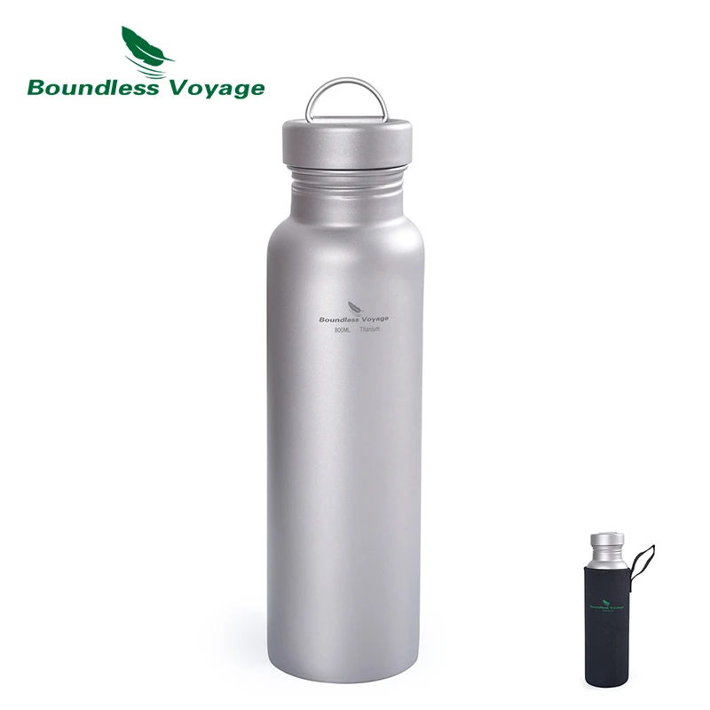 

Boundless Voyage Outdoor Big Capacity 800ml Hiking Climb Lightweight Sport Drinkware Portable Titanium Bicycle Water Bottle