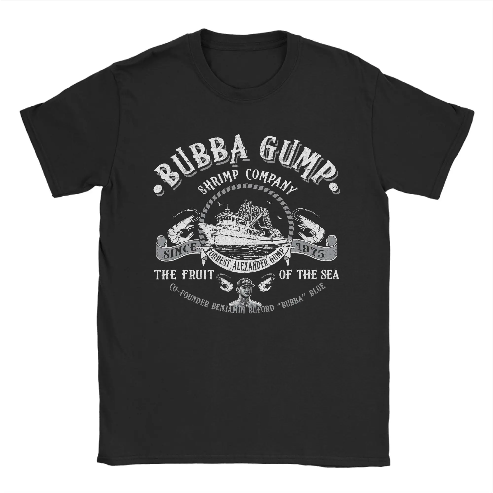 

Forrest Gump Bubba Gump Shrimp T Shirt Men Pure Cotton Funny T-Shirt Round Collar Alabama Tees Short Sleeve merchandise Classic