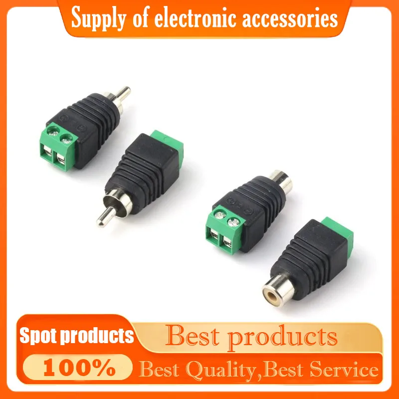 5PC RCA Lotus Connector AV plug solderless audio connector cable change to green terminal AV monitoring male/female