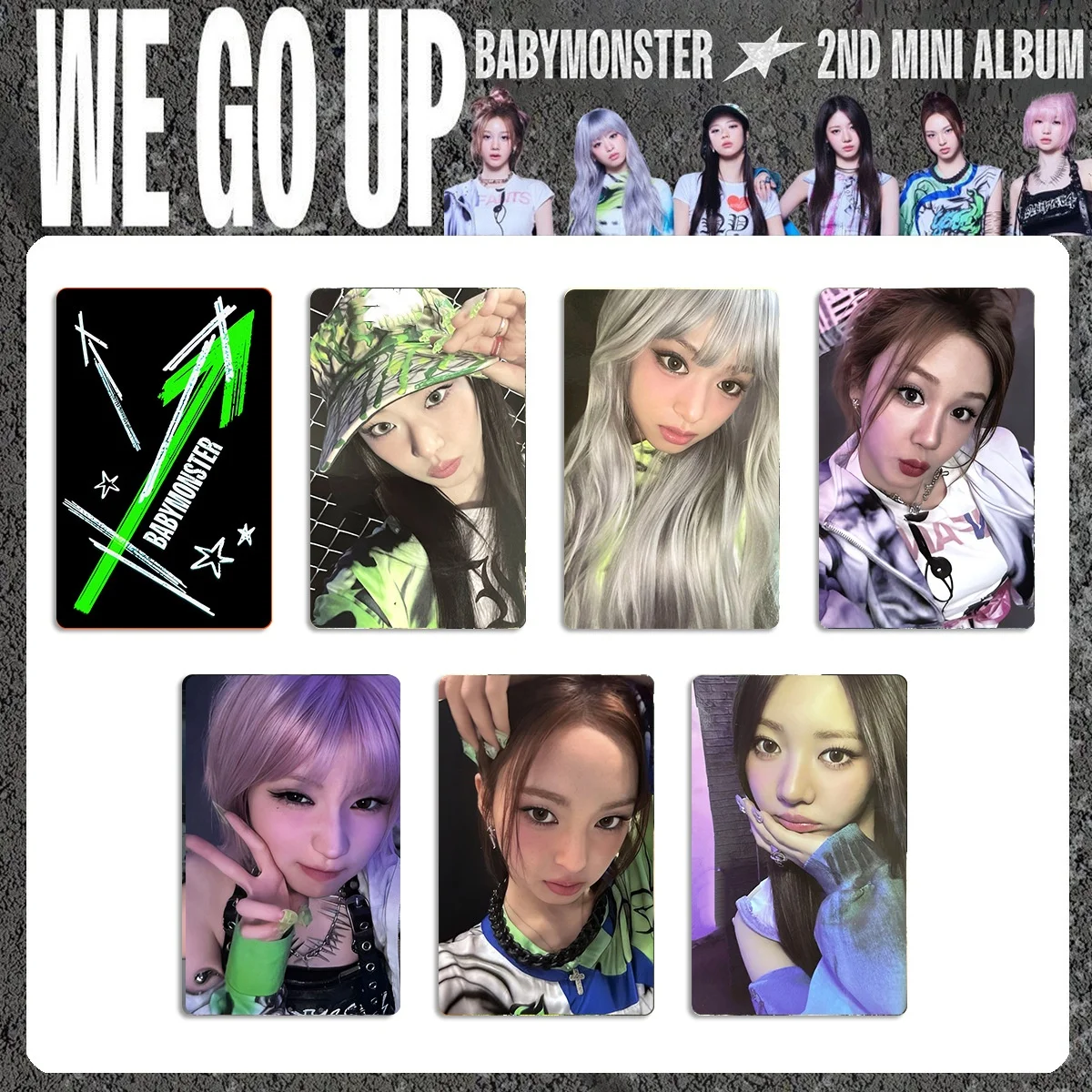 BABYMONSTER 2ème Mini Album WE GO UP cartes photo Ahyeon Ruka carte personnelle Double face impression Film lumineux LOMO carte Fans cadeau