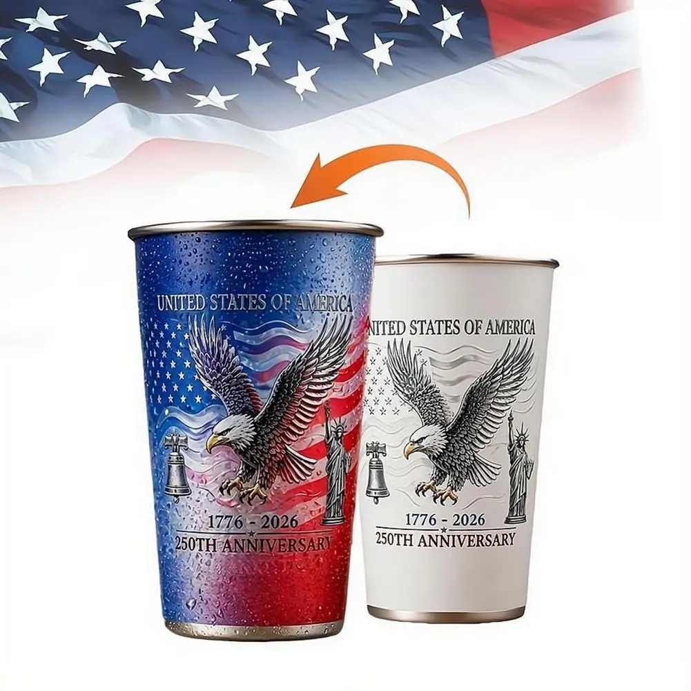250th Anniversary Color-Changing Beer Glasses Color Changing Coffees Cup,Cold Activated Red White Blue Coffee Mug 1776-2026