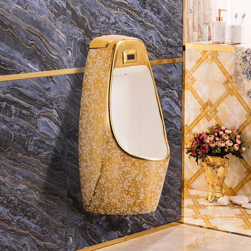 

European-style soil urinal household men's bathroom urinal wall-mounted hanging golden urinal