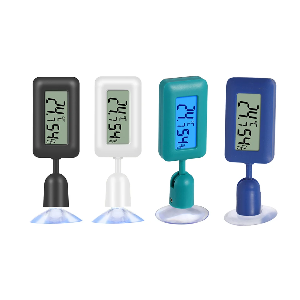 Reptile Thermometer Digital Aquarium Hygro-Therm 360 Degree Rotation Terrarium Humidity Meter with Suction Cup for Pets