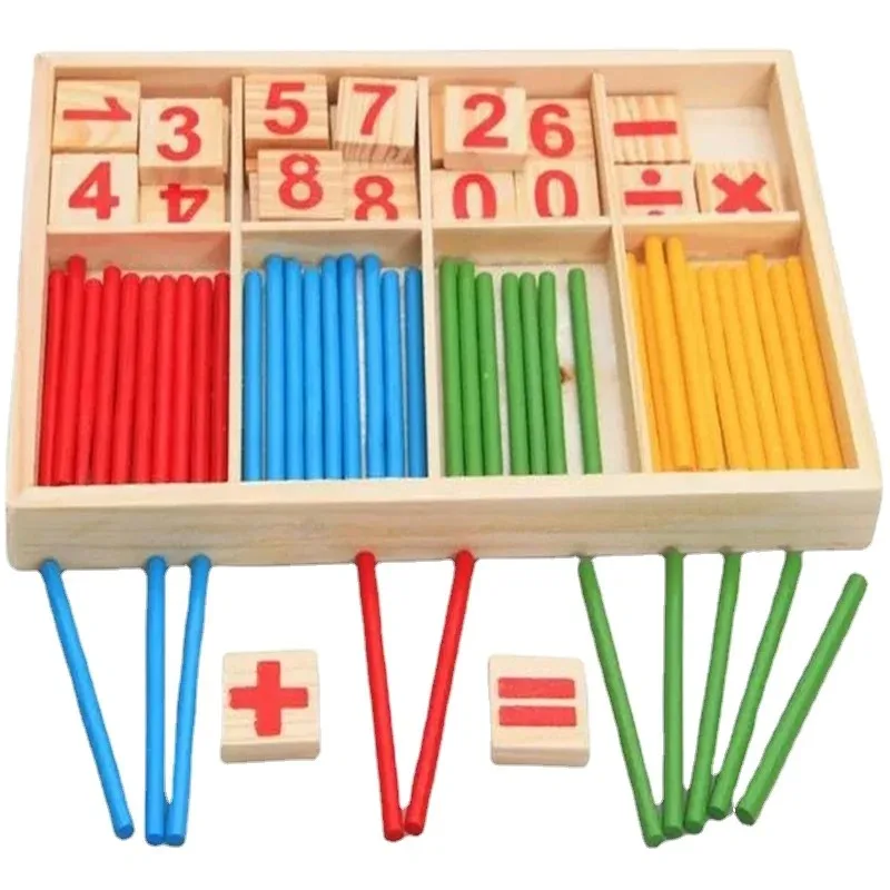 /Kids Wooden Math Toys for Children Montessori Educational Learning NumberCounting Sticks Kindergarten Mathematics Teaching Aids