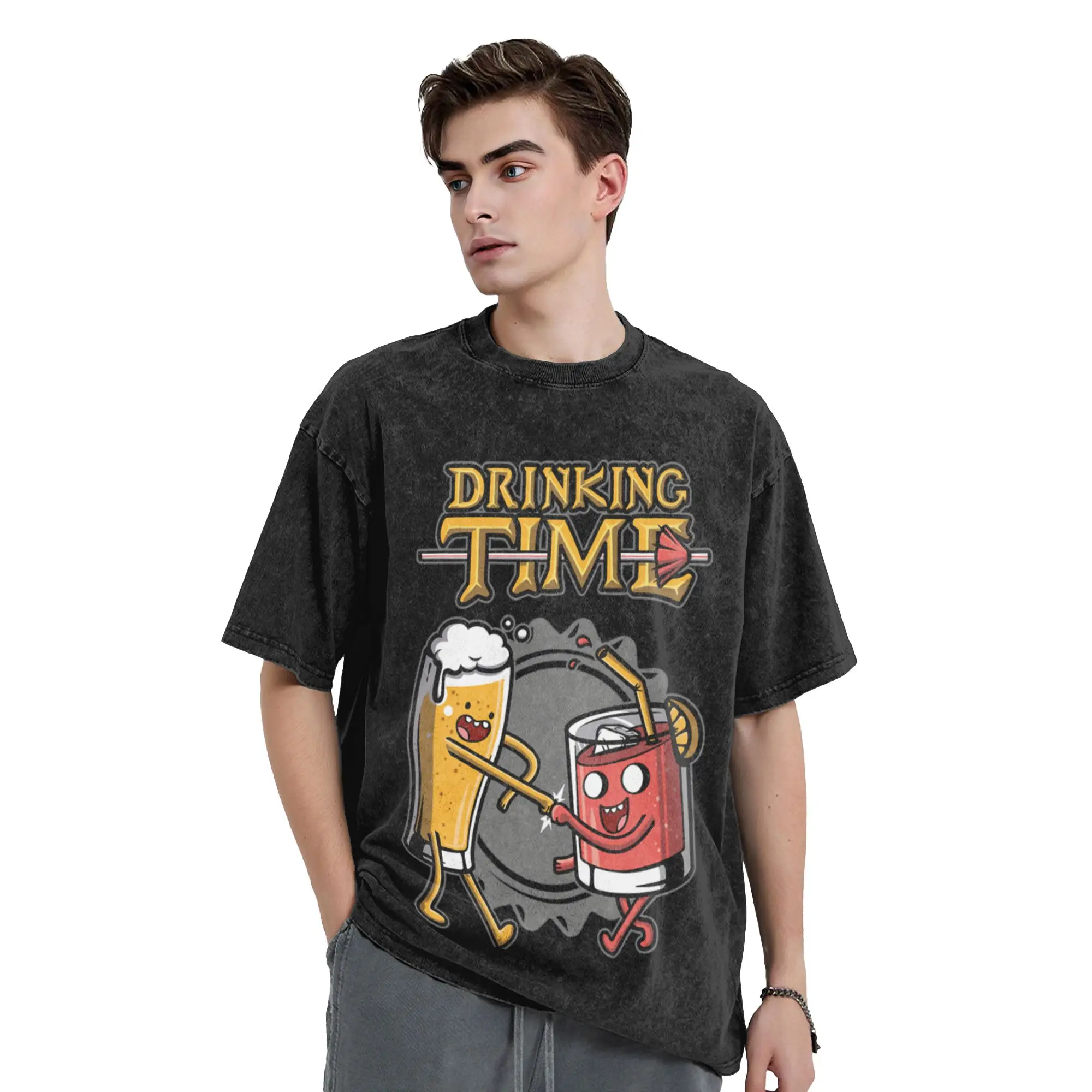 Drinking Time v2 Classic Chic A Vintage Oversized Cotton Unisex T-Shirts