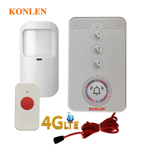 Imagen 2 del producto Teléfono con botón pulsador SIM 4G, alarma de llamada de emergencia SOS, botón de pánico, teléfono de voz GSM para personas mayores, niños, buscapersonas de ayuda