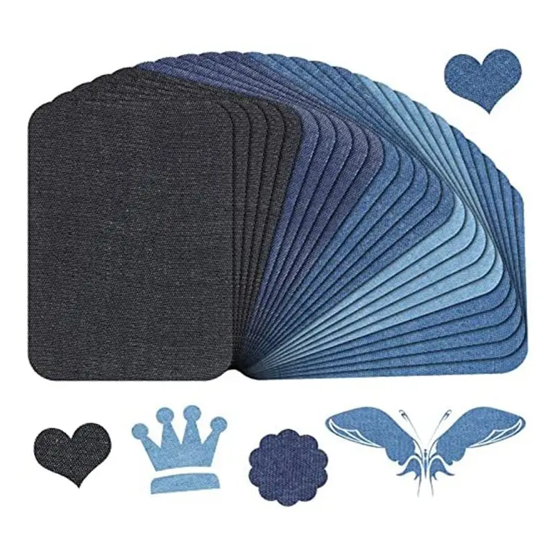 

AB39-100Piece Iron On Patches Denim Patches For Jeans Kit Patches 4.3 X 3 Inches/ 11 X 7.5 Cm 5 Colors For Clothing Repair,