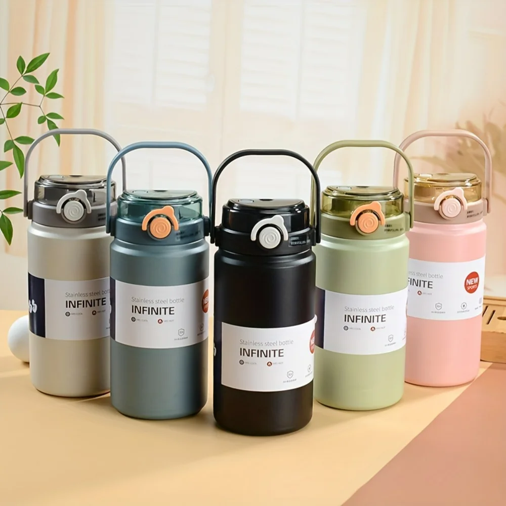 

1pc, 1L/33.8oz Stainless Steel Insulated Water Bottle - Portable Vacuum Cup for Hot and Cold Beverages - Perfect for Summer and
