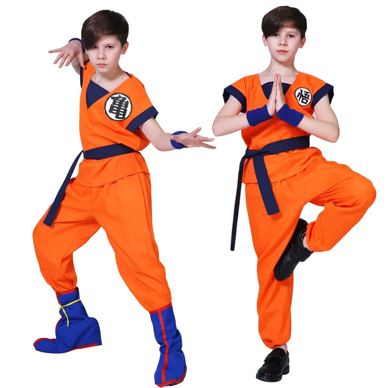 Anime Child Goku Costume Children's Day Cosplay School Party Performance Stage Suits Kids Halloween Fancy Dress Up Role-playing