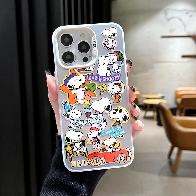 Anime Snoopy Cartoon Sticker Style Phone Case for Xiaomi Redmi Note 15 14 13 12 10 9 Pro Plus 4G 5G 12S 11S 10S  9S Matte Cover view 5
